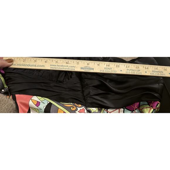 Cache Women’s XS Funky Print 90s Y2K Long Maxi SILK Dress Retro Halter USA - Picture 12 of 12